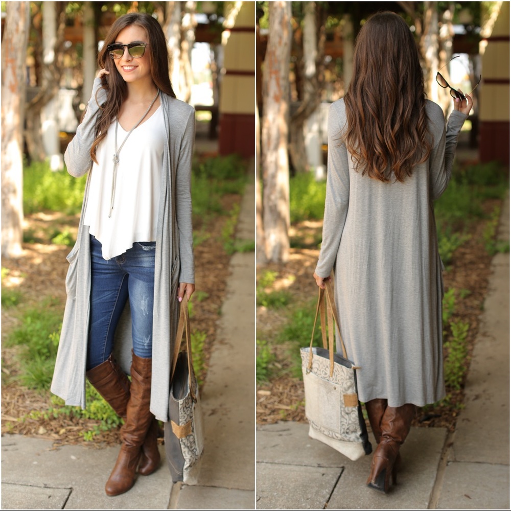 ✨LAST ONE✨Heather Gray Long Sleeve Knit Cardigan - Picture 2 of 2